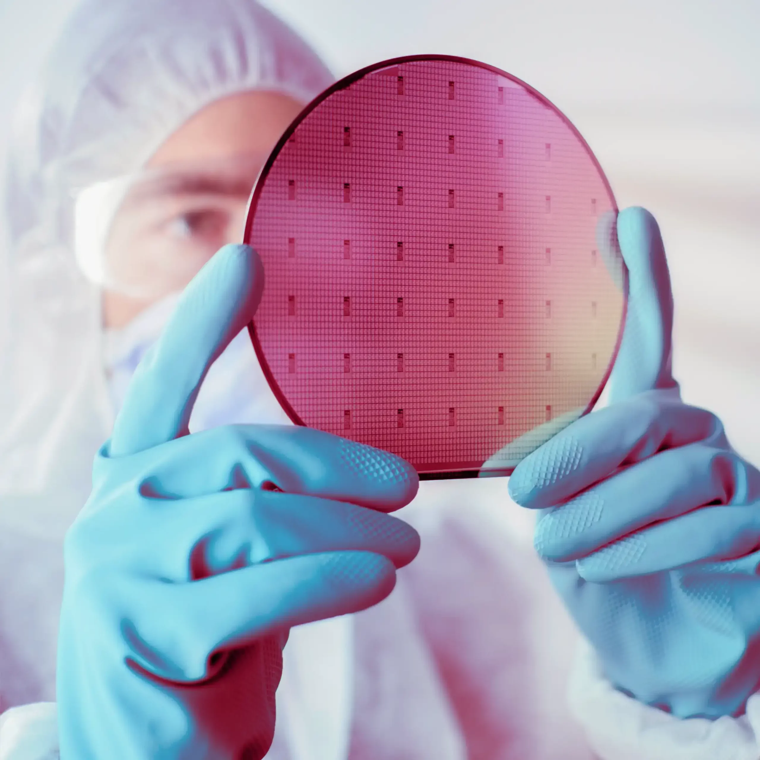 Scientist in protective clothing inspects semiconductor | Protect2Clean